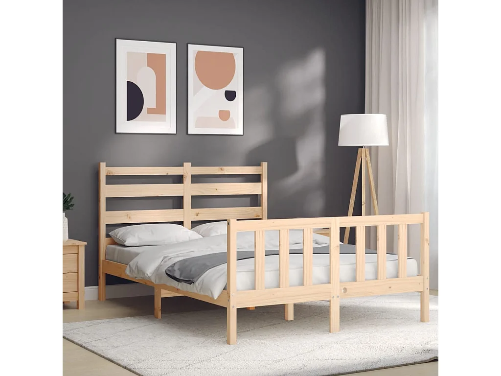 Cadre de lit avec tête de lit 120x200 bois massif