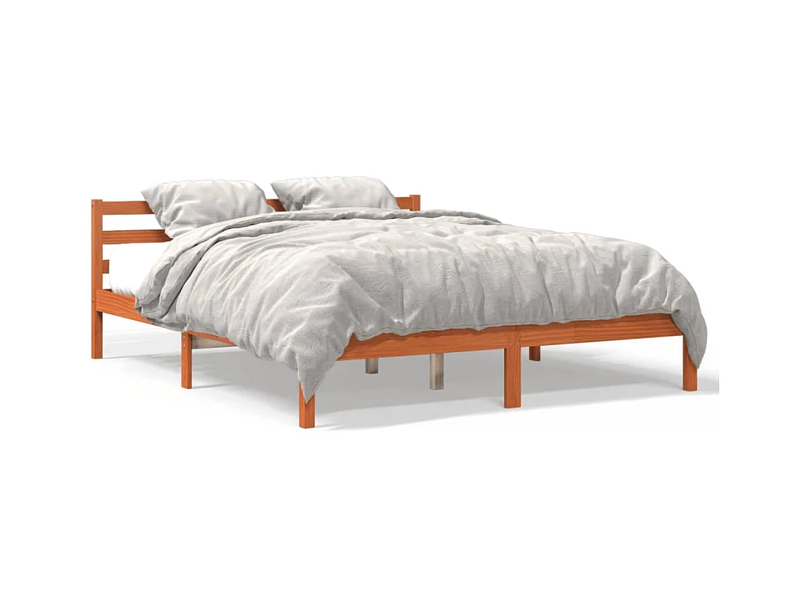Cadre de lit marron 160x200 bois de pin massif