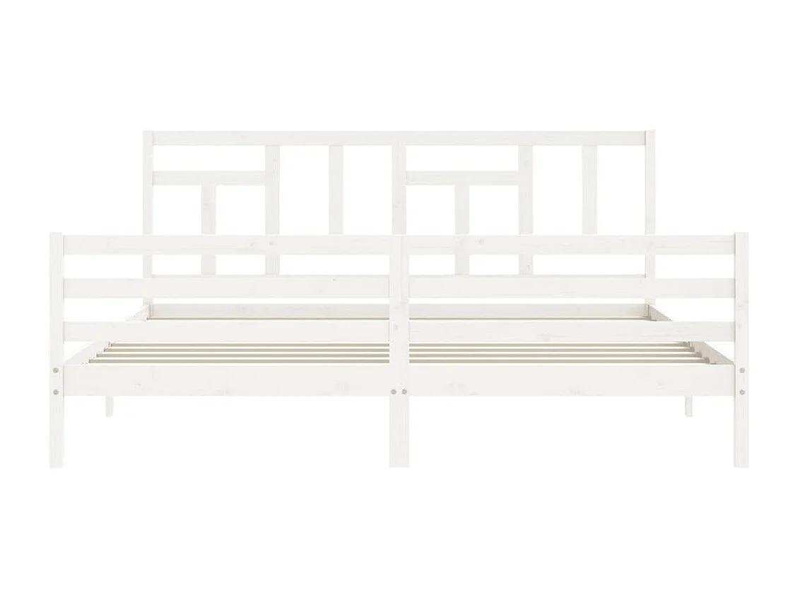 Cadre de lit avec tête de lit blanc 200x200 bois massif
