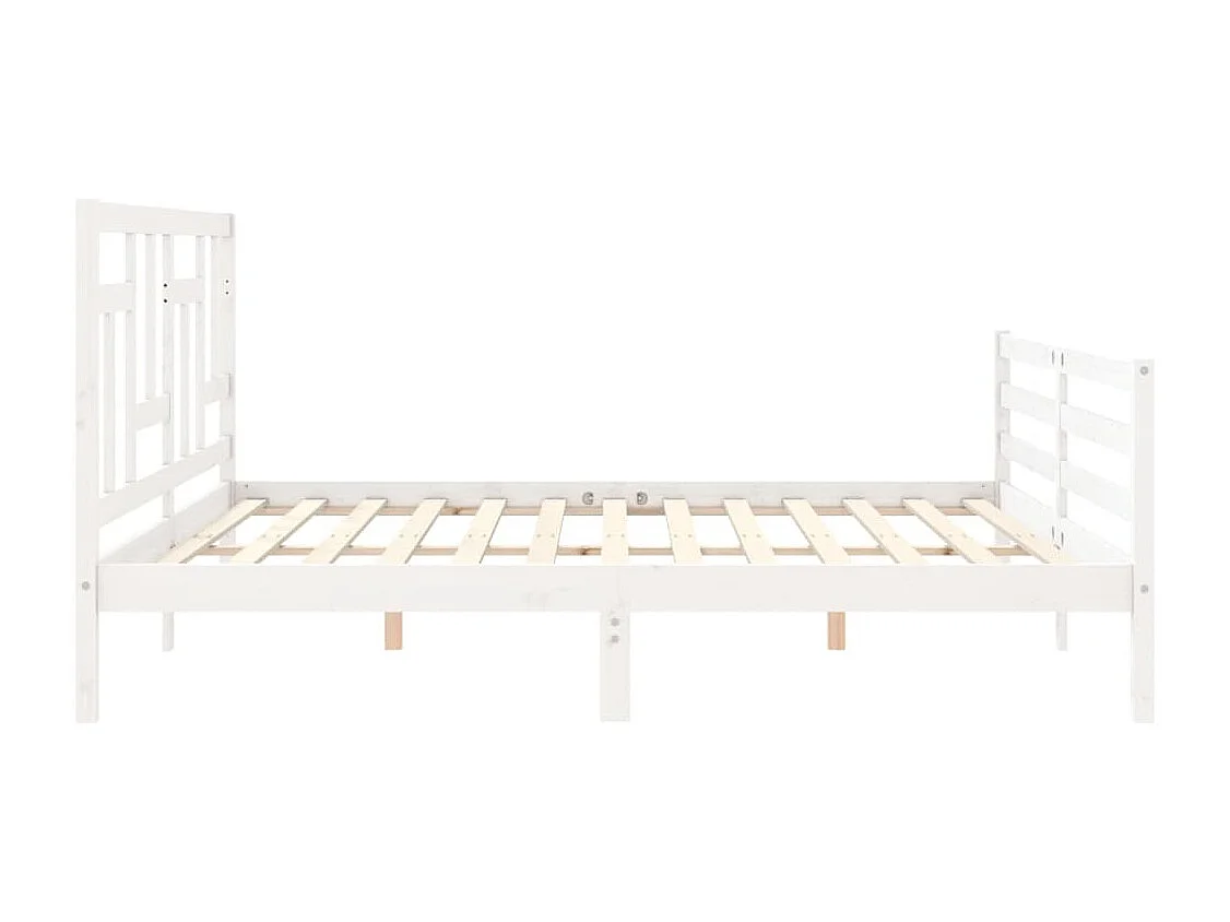 Cadre de lit avec tête de lit blanc 200x200 bois massif
