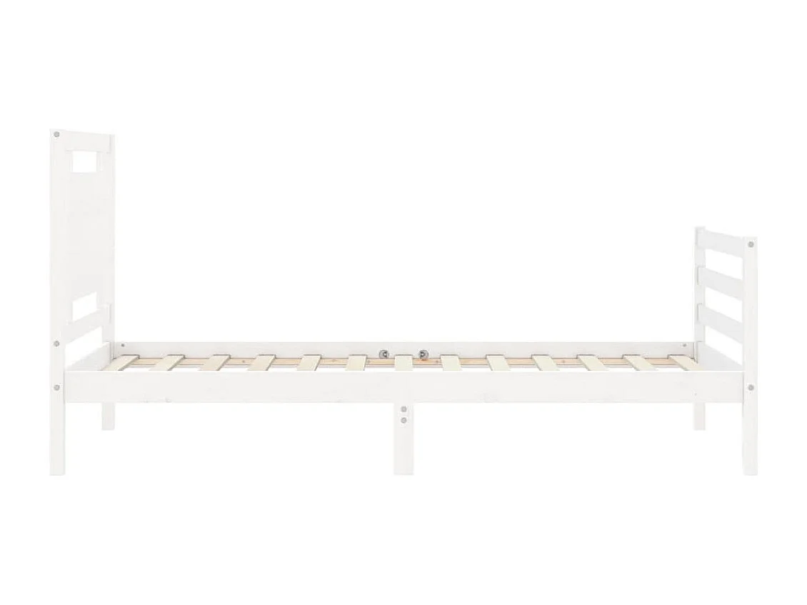 Cadre de lit et tête de lit blanc 100x200 bois massif