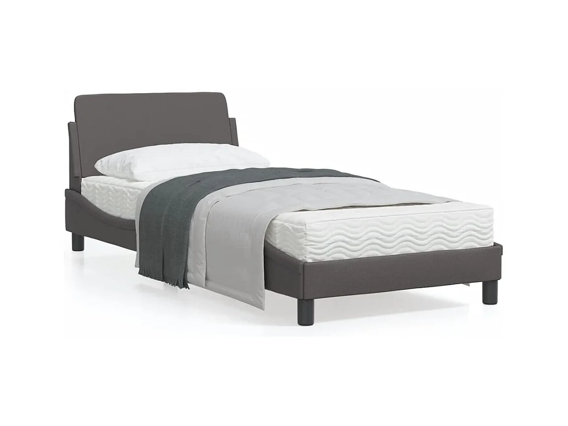 Bedframe met hoofdbord kunstleer grijs 90x190 cm