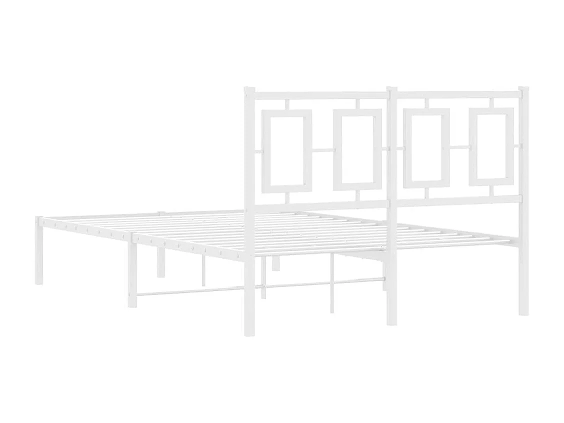 Cadre de lit métal avec tête de lit blanc 120x200