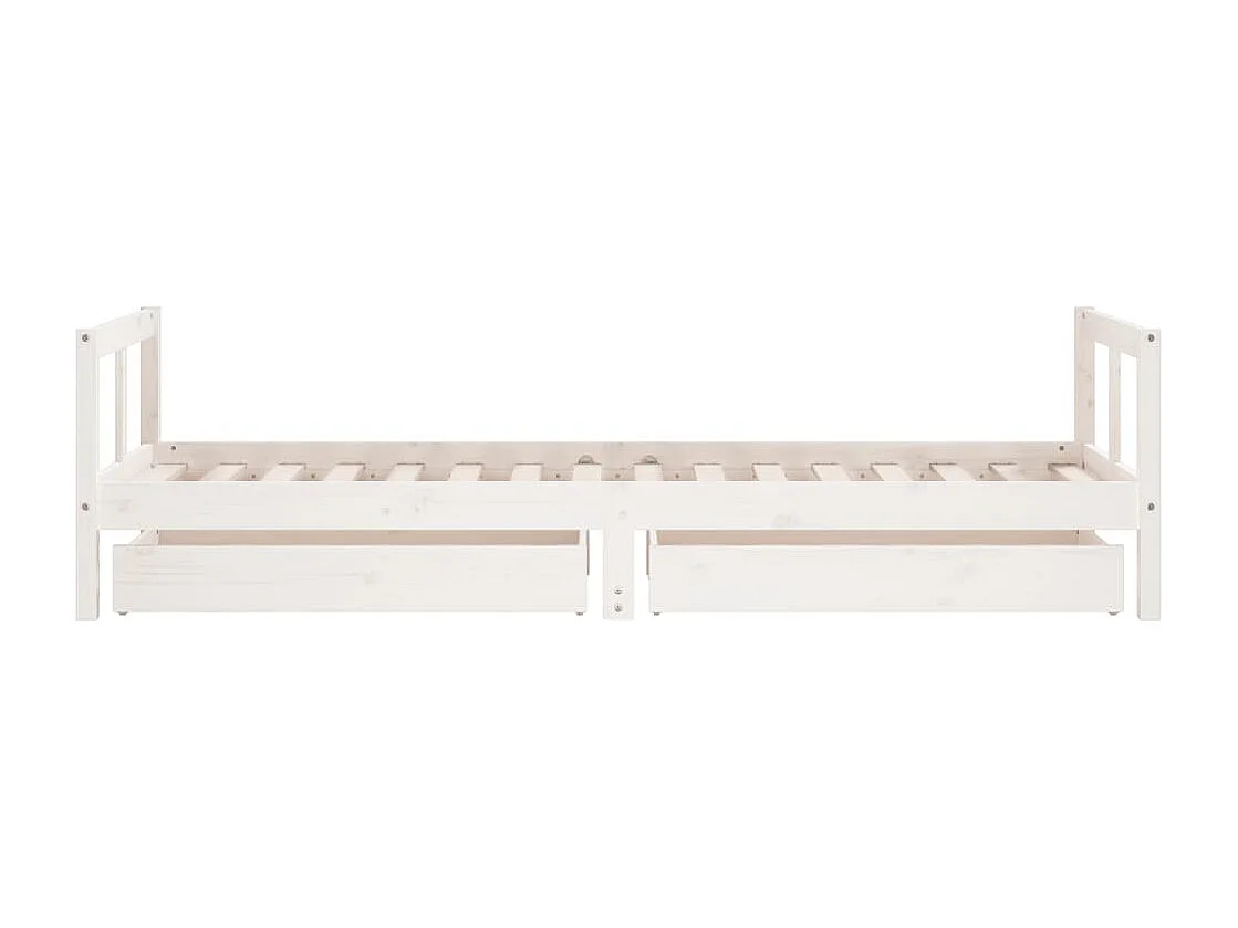 Cadre de lit enfant tiroirs blanc 80x200 bois de pin massif