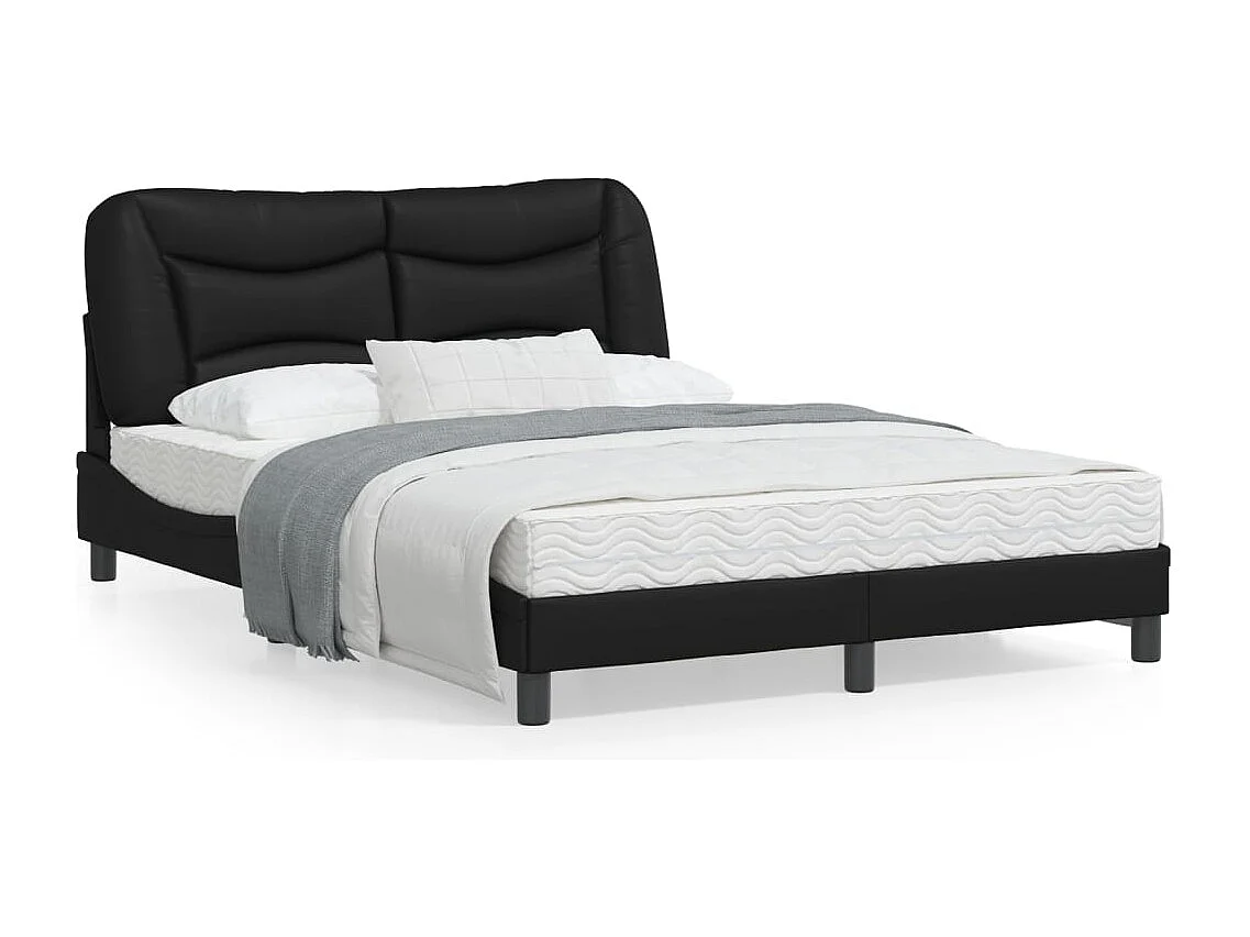 Cadre de lit avec tête de lit Noir 140x200 Similicuir