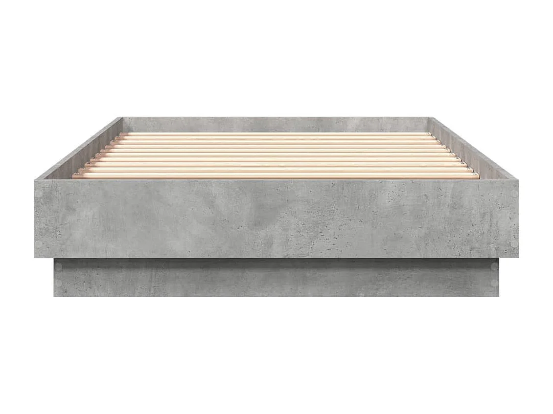 Cadre de lit avec lumières LED gris béton 75x190