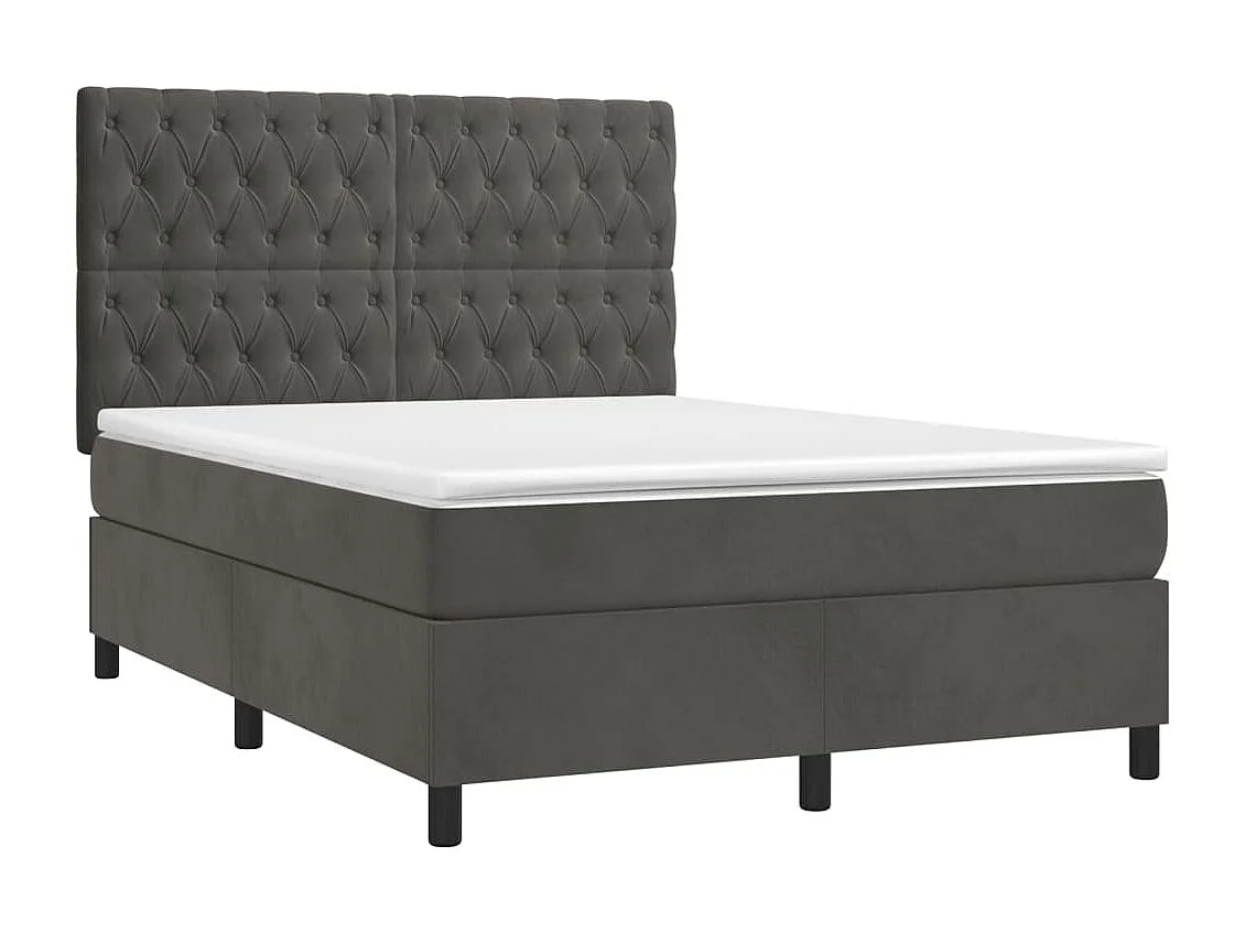 Sommier à lattes de lit matelas et LED Gris foncé 140x190
