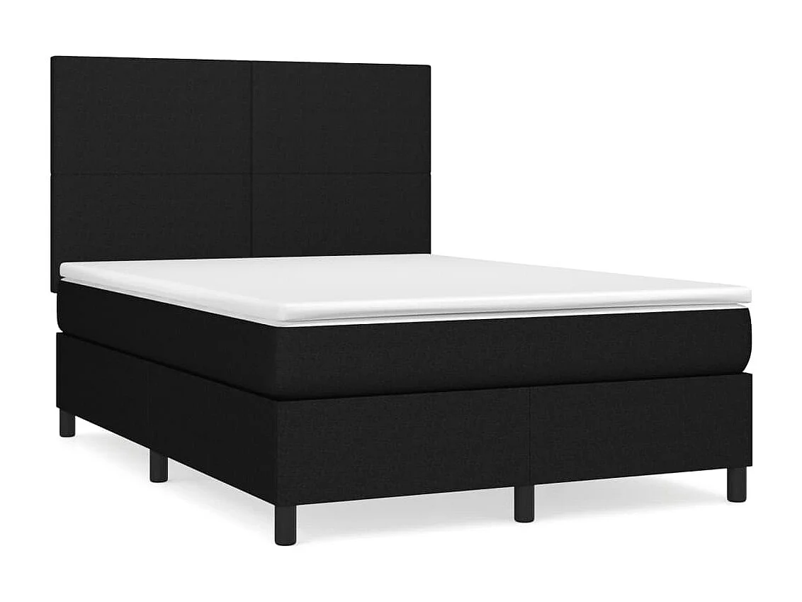 Sommier à lattes de lit avec matelas Noir 140x200 Tissu