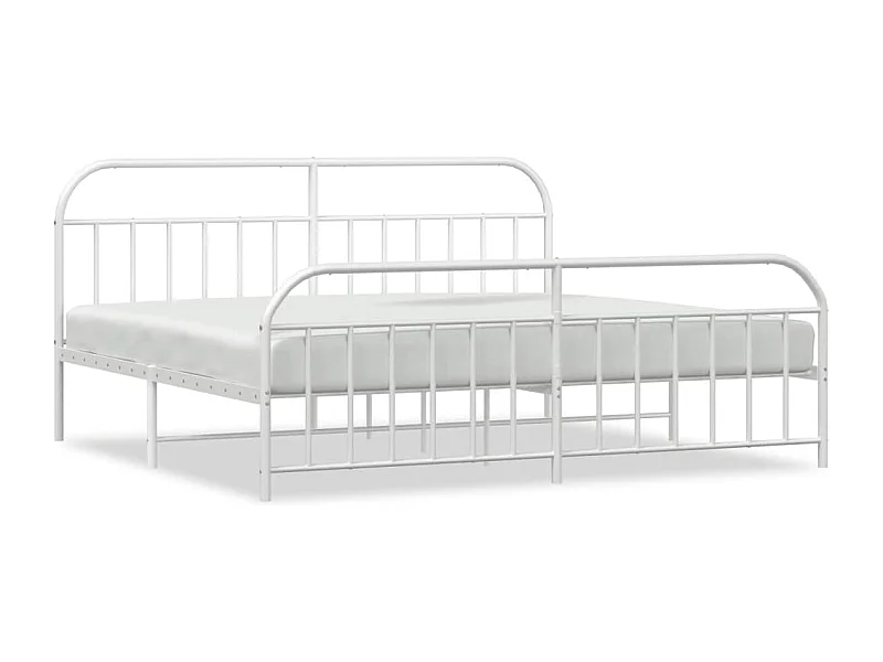 Cadre de lit métal avec tête de lit-pied de lit blanc 200x200