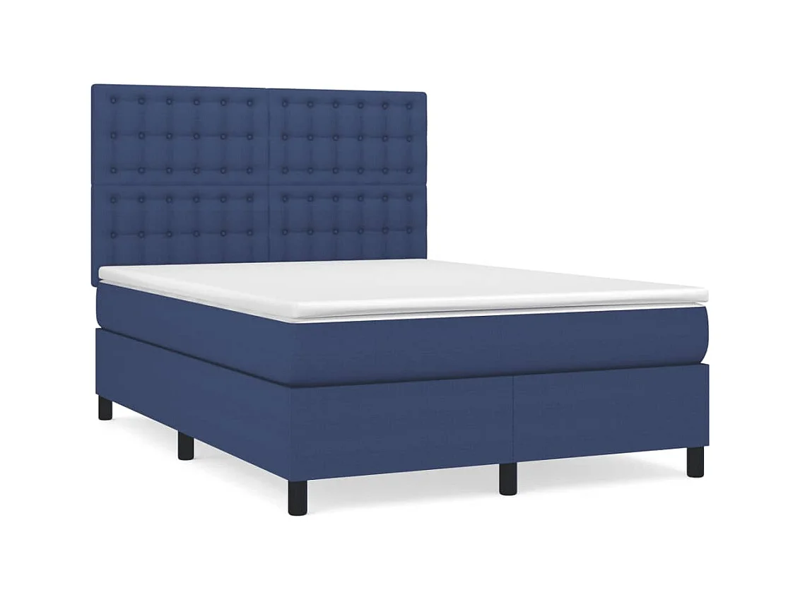 Boxspring met matras stof blauw 140x200 cm
