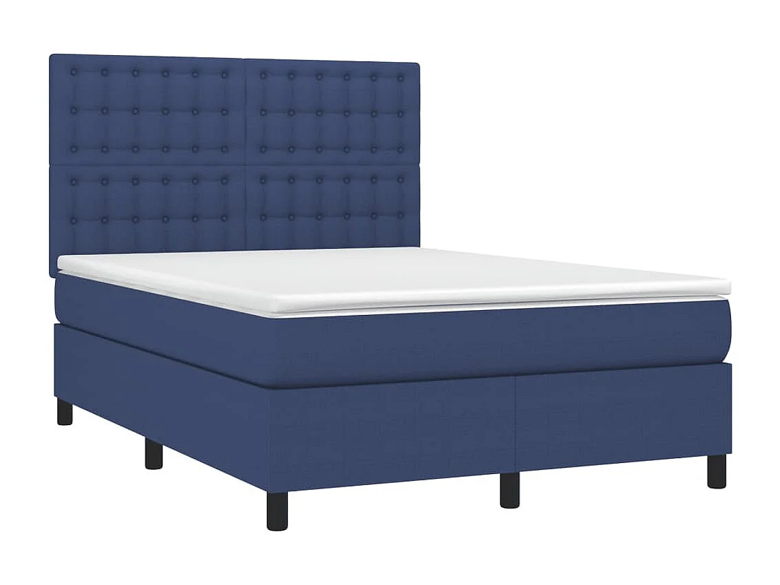Boxspring met matras stof blauw 140x200 cm