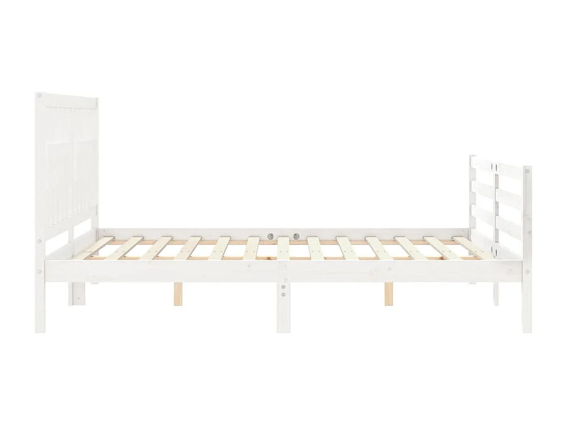 Cadre de lit avec tête de lit blanc King Size bois massif
