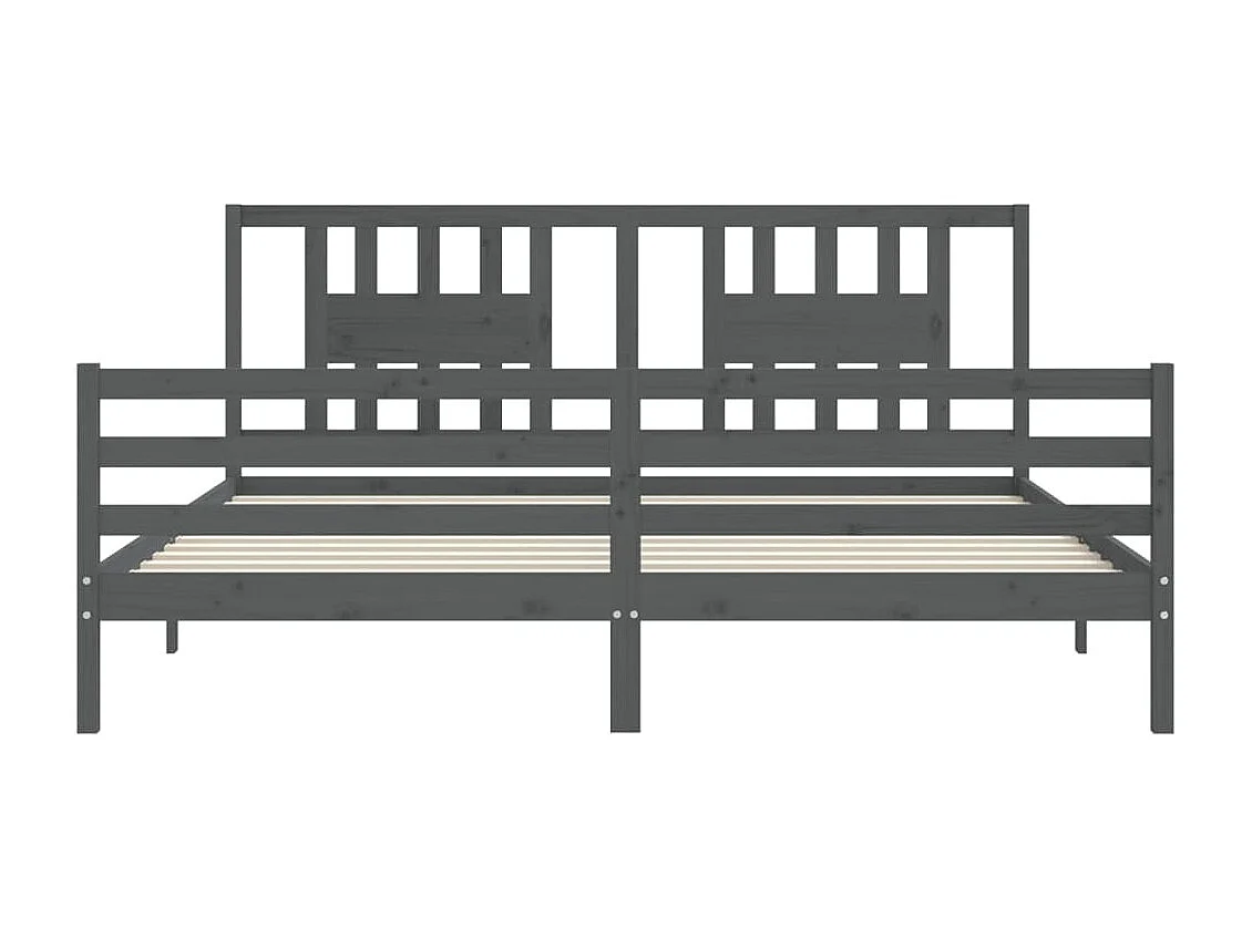 Cadre de lit avec tête de lit gris 200x200 bois massif