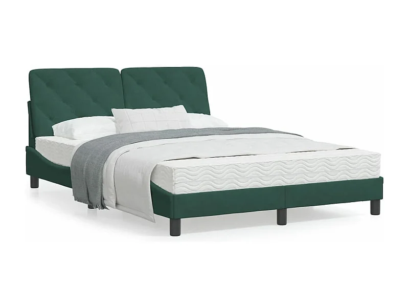 Lit avec matelas vert foncé 140x190 velours