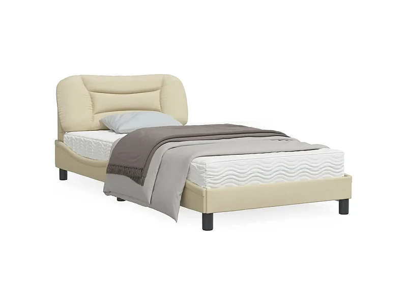 Cadre de lit avec lumières LED crème 100x200 tissu