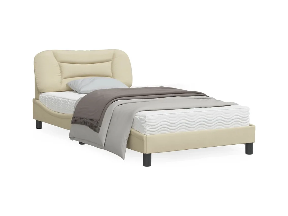 Cadre de lit avec lumières LED crème 100x200 tissu