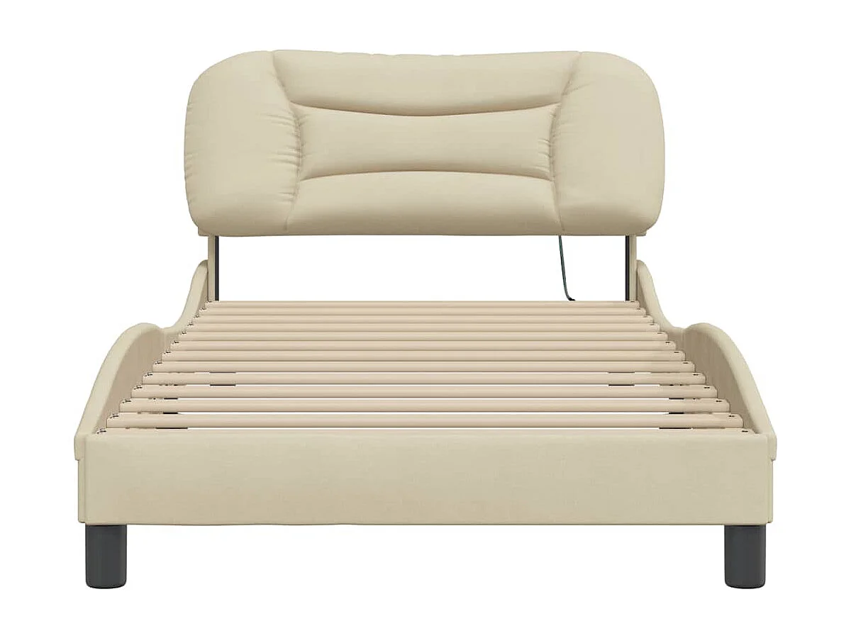 Cadre de lit avec lumières LED crème 100x200 tissu