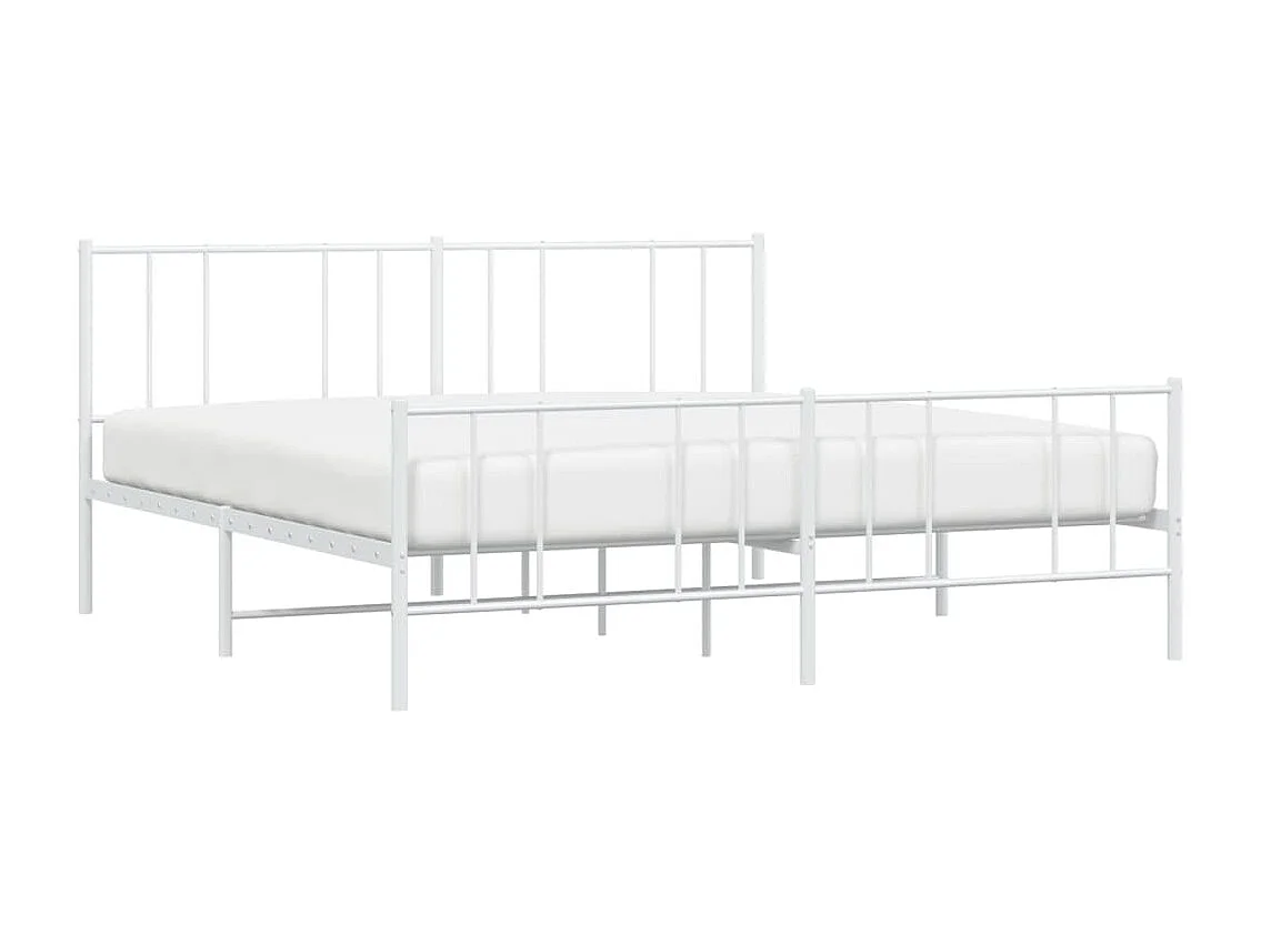 Cadre de lit métal avec tête de lit-pied de lit blanc 200x200