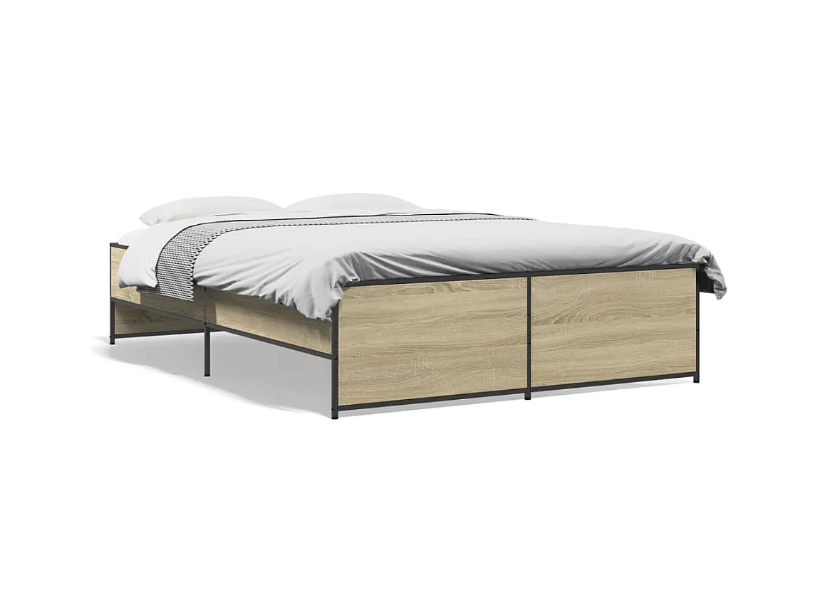 Cadre de lit chêne sonoma 140x190 bois d'ingénierie et métal