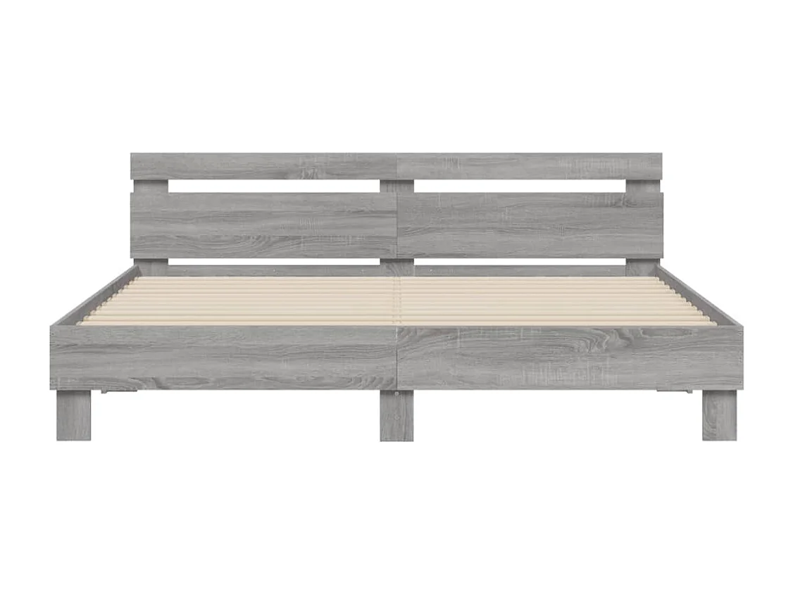 Cadre de lit avec tête de lit sonoma gris 160x200