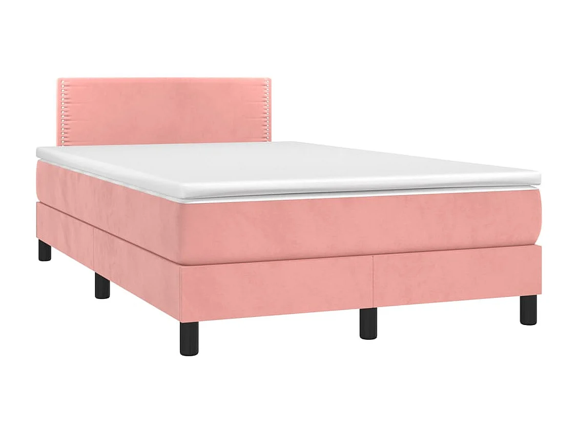 Sommier à lattes de lit et matelas LED rose 120x190 velours
