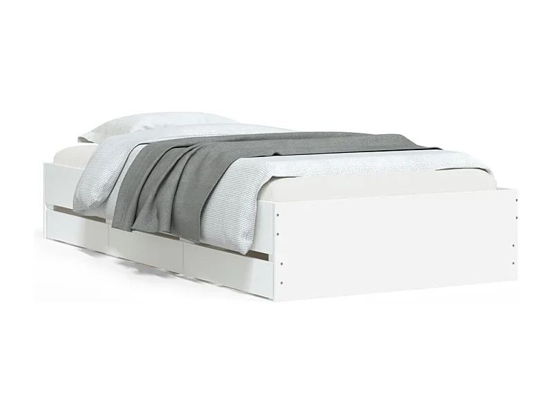 Cadre de lit avec tiroirs blanc 90x200 bois d'ingénierie