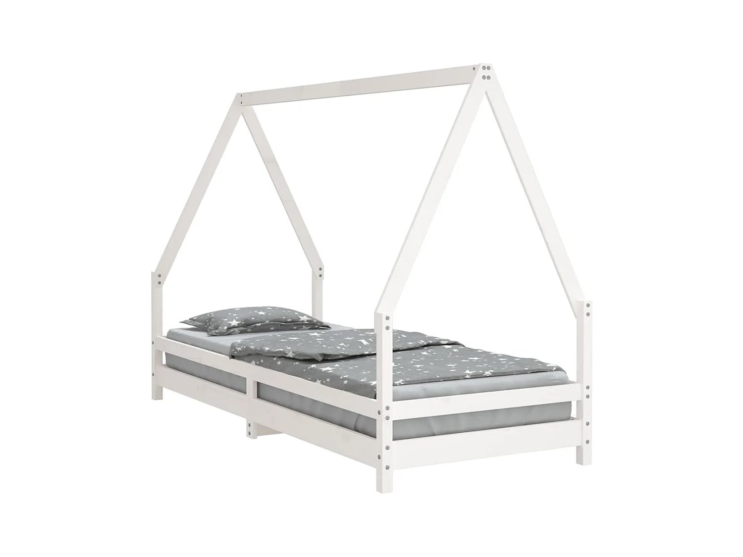 Cadre de lit pour enfants blanc 90x200 bois de pin massif