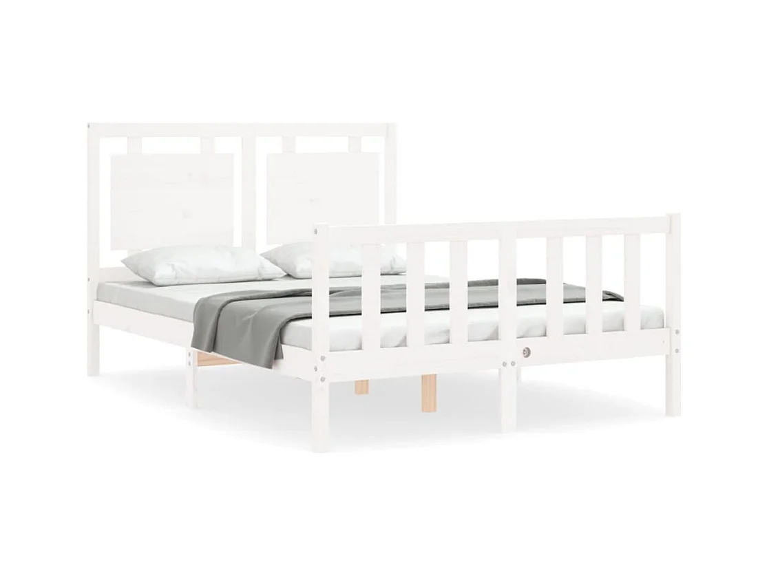 Cadre de lit avec tête de lit blanc 140x190 bois massif