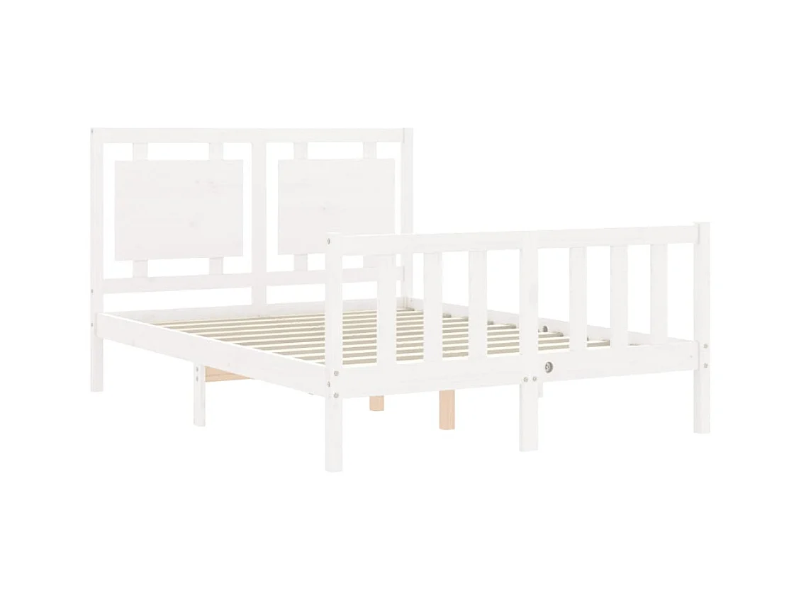 Cadre de lit avec tête de lit blanc 140x190 bois massif