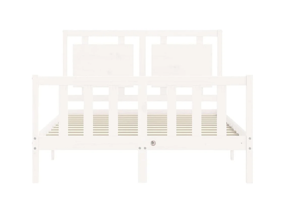 Cadre de lit avec tête de lit blanc 140x190 bois massif