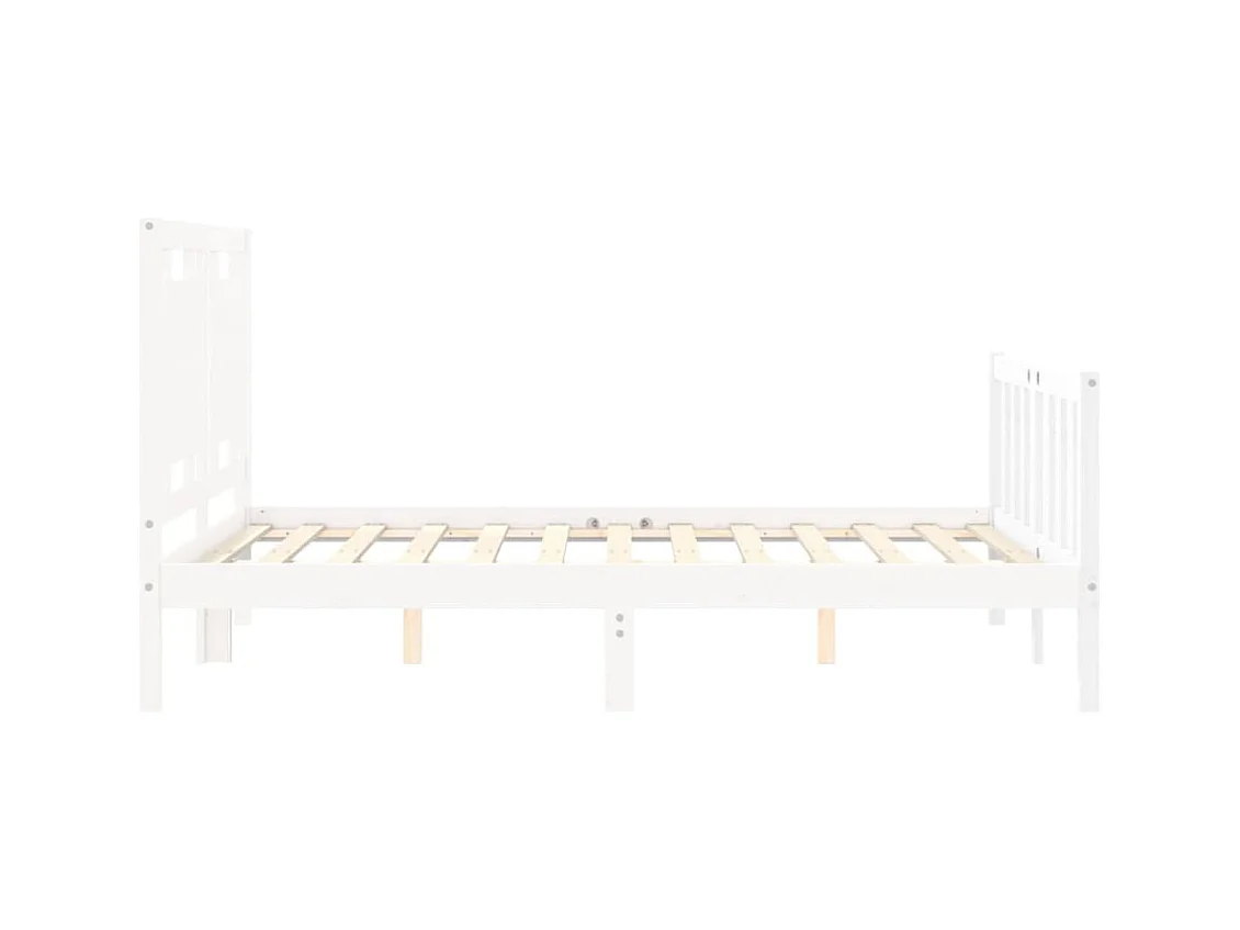 Cadre de lit avec tête de lit blanc 140x190 bois massif