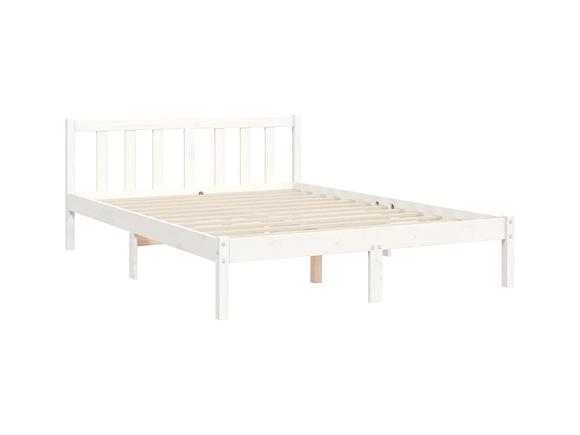 Cadre de lit avec tête de lit blanc 140x190 bois massif