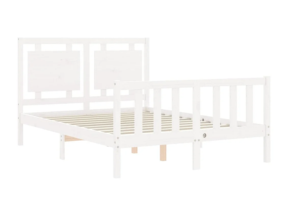 Cadre de lit avec tête de lit blanc 140x190 bois massif