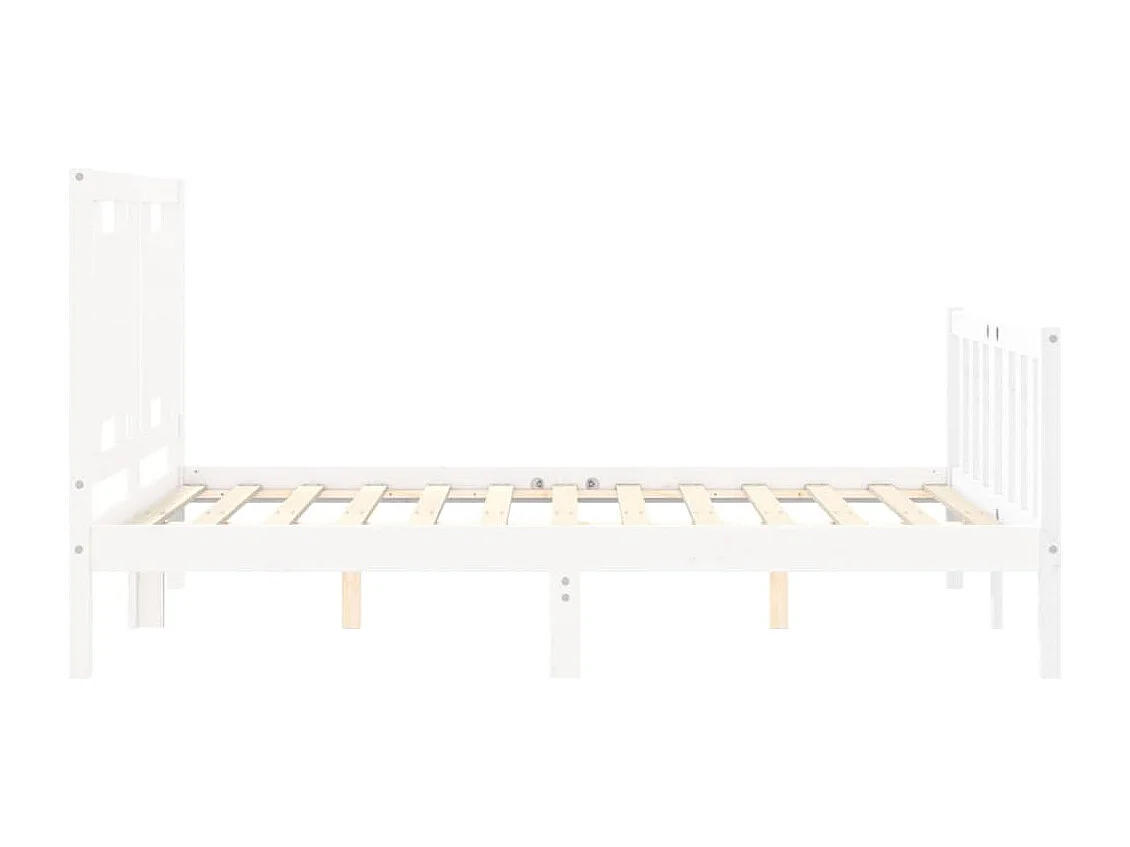 Cadre de lit avec tête de lit blanc 140x190 bois massif