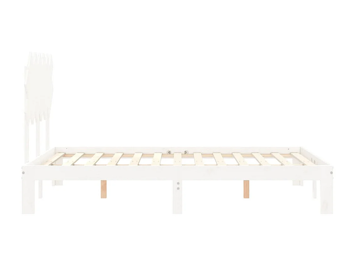 Cadre de lit avec tête de lit blanc petit double bois massif