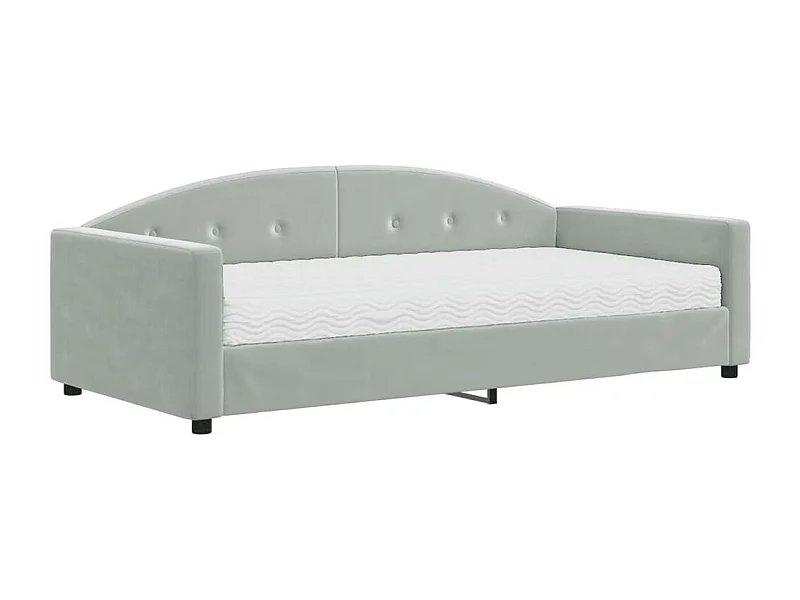 Lit de jour avec matelas gris clair 100x200 velours