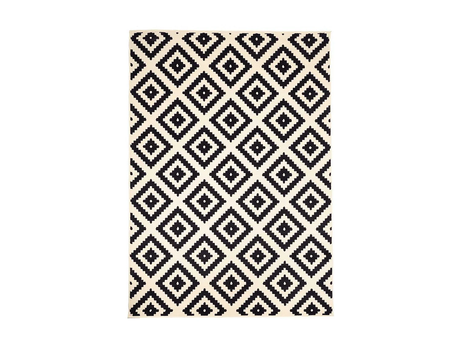 tapis entrée 60x110 tissé crème rectangle motif scandinave LYN1 ROMA