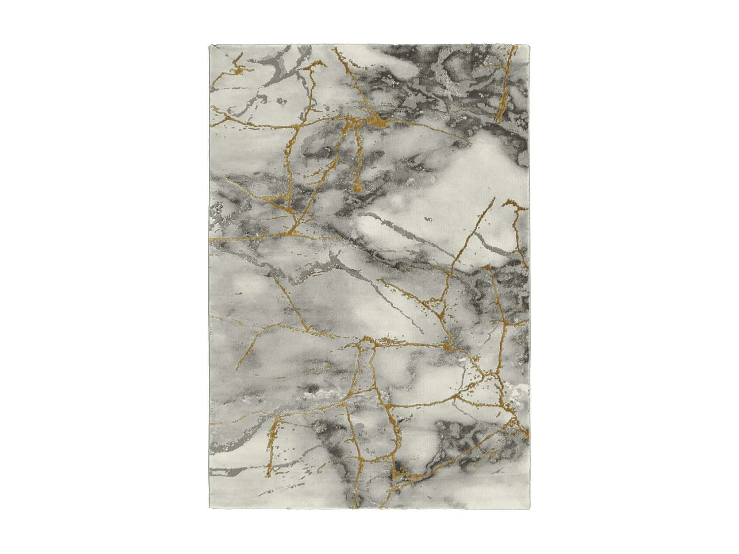 tapis chambre 80x150 tissé gris et or rectangle motif abstrait MARBAL