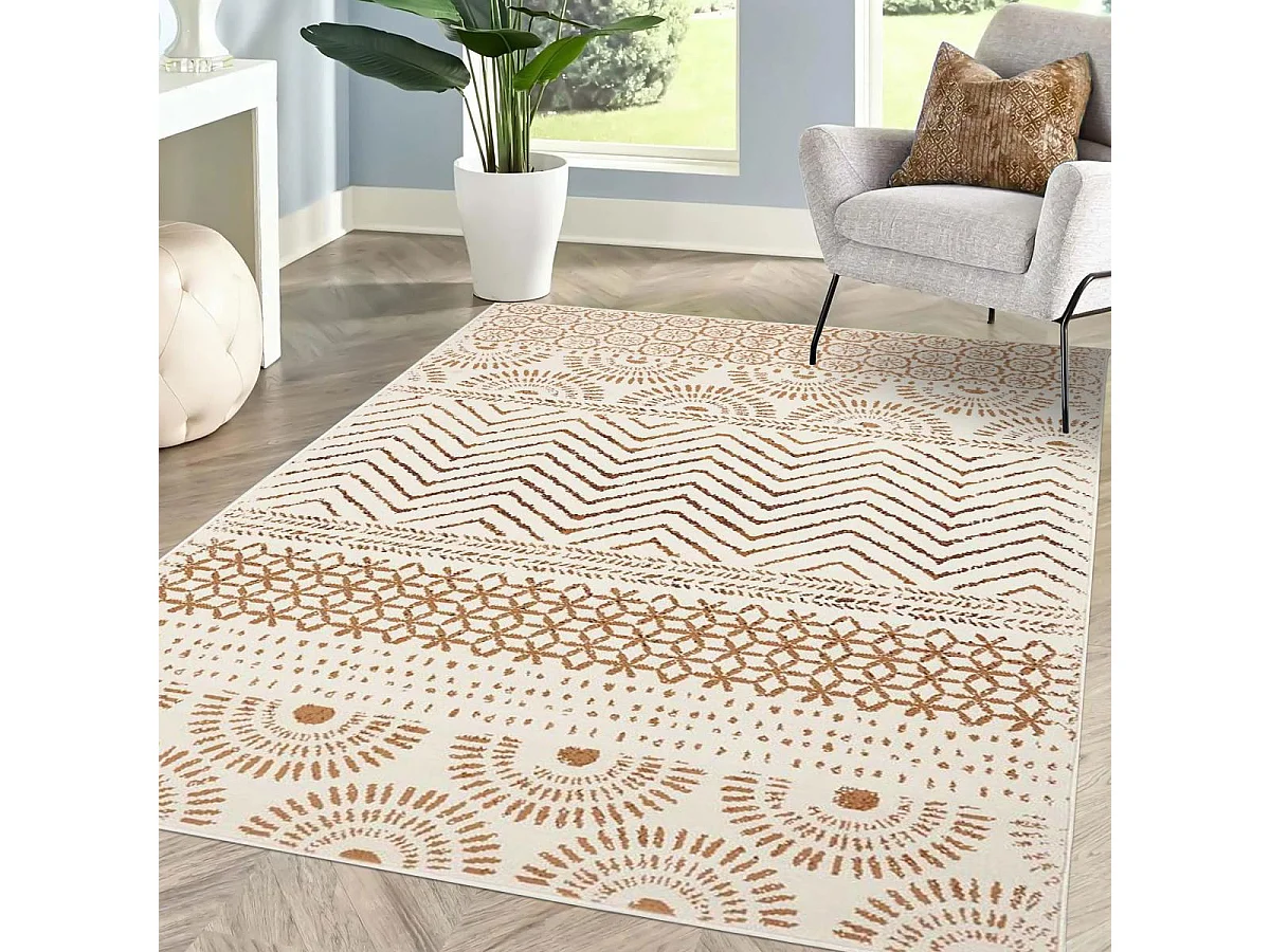 Tapis berbère 160x230 tissé motif ethnic LYN1 ORIENVAG crème