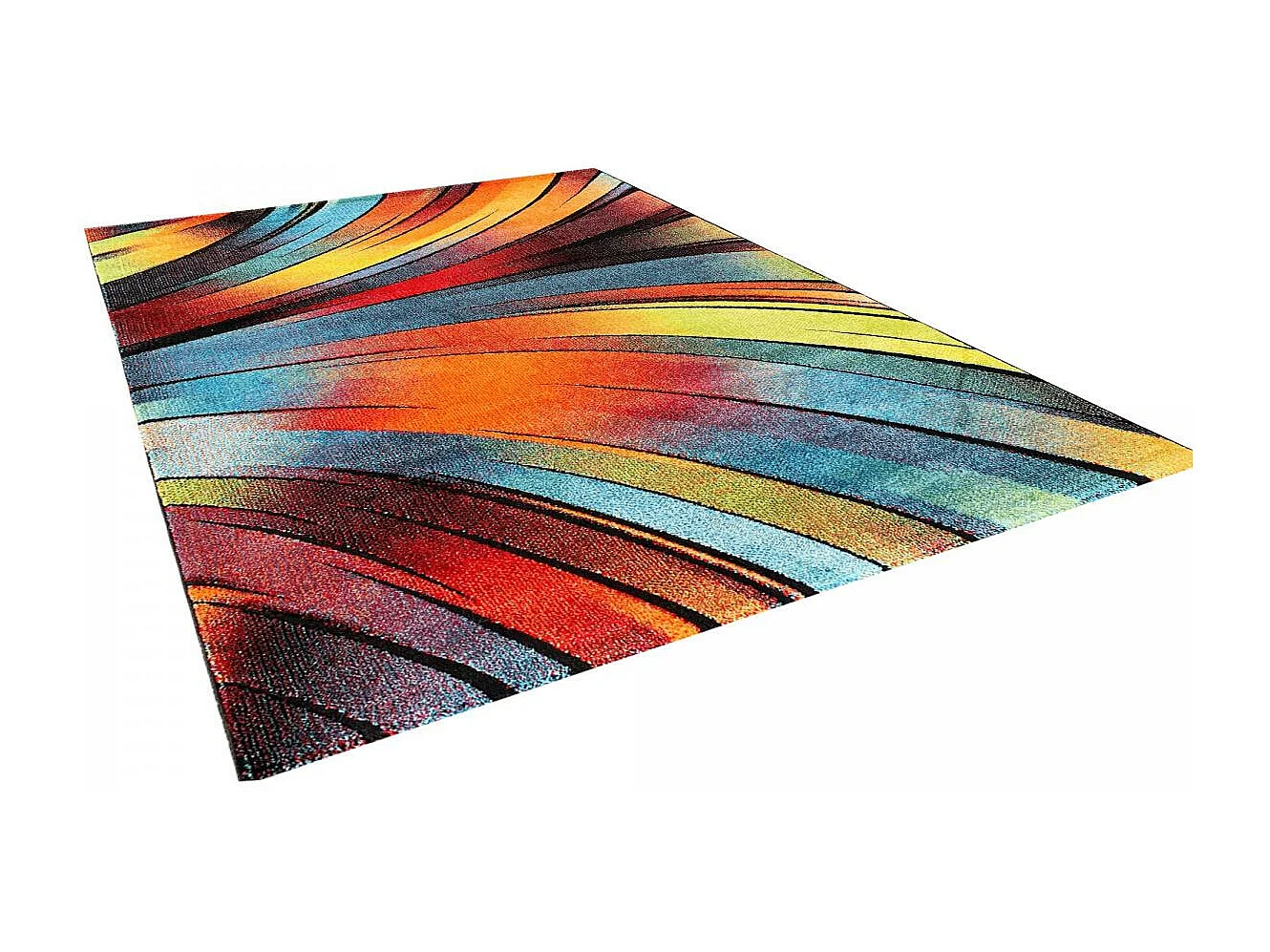 tapis chambre 100x100 tissé rouge et vert carré motif géométrique STEYRE