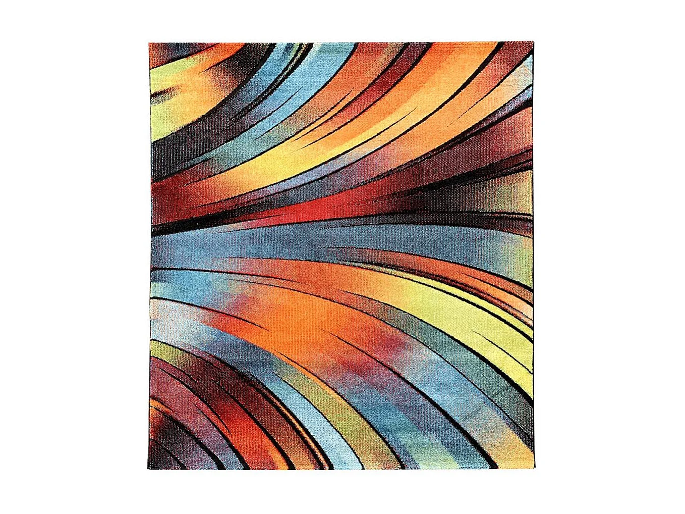 tapis chambre 100x100 tissé rouge et vert carré motif géométrique STEYRE