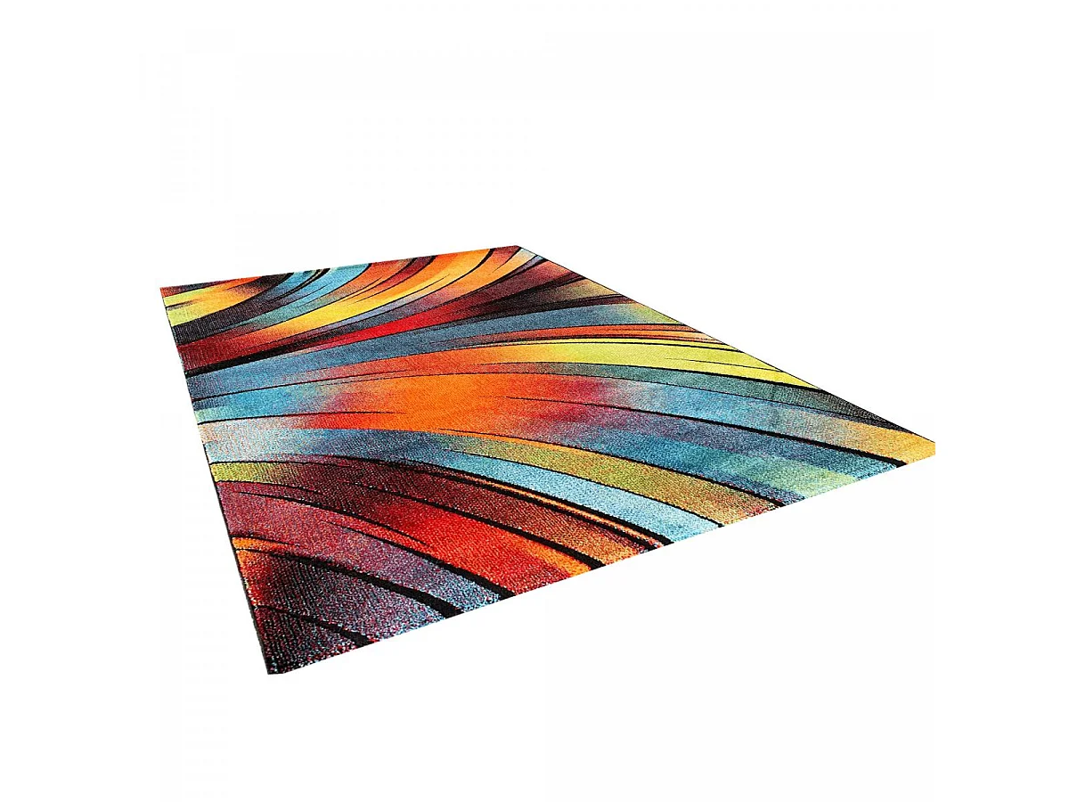 tappeto per camera da letto 100x100 tessuto motivo quadrato geometrico rosso e verde STEYRE