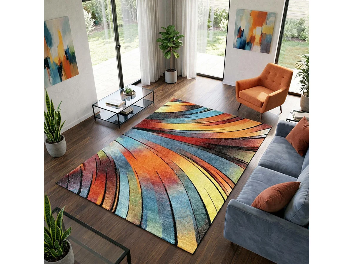 tappeto per camera da letto 100x100 tessuto motivo quadrato geometrico rosso e verde STEYRE