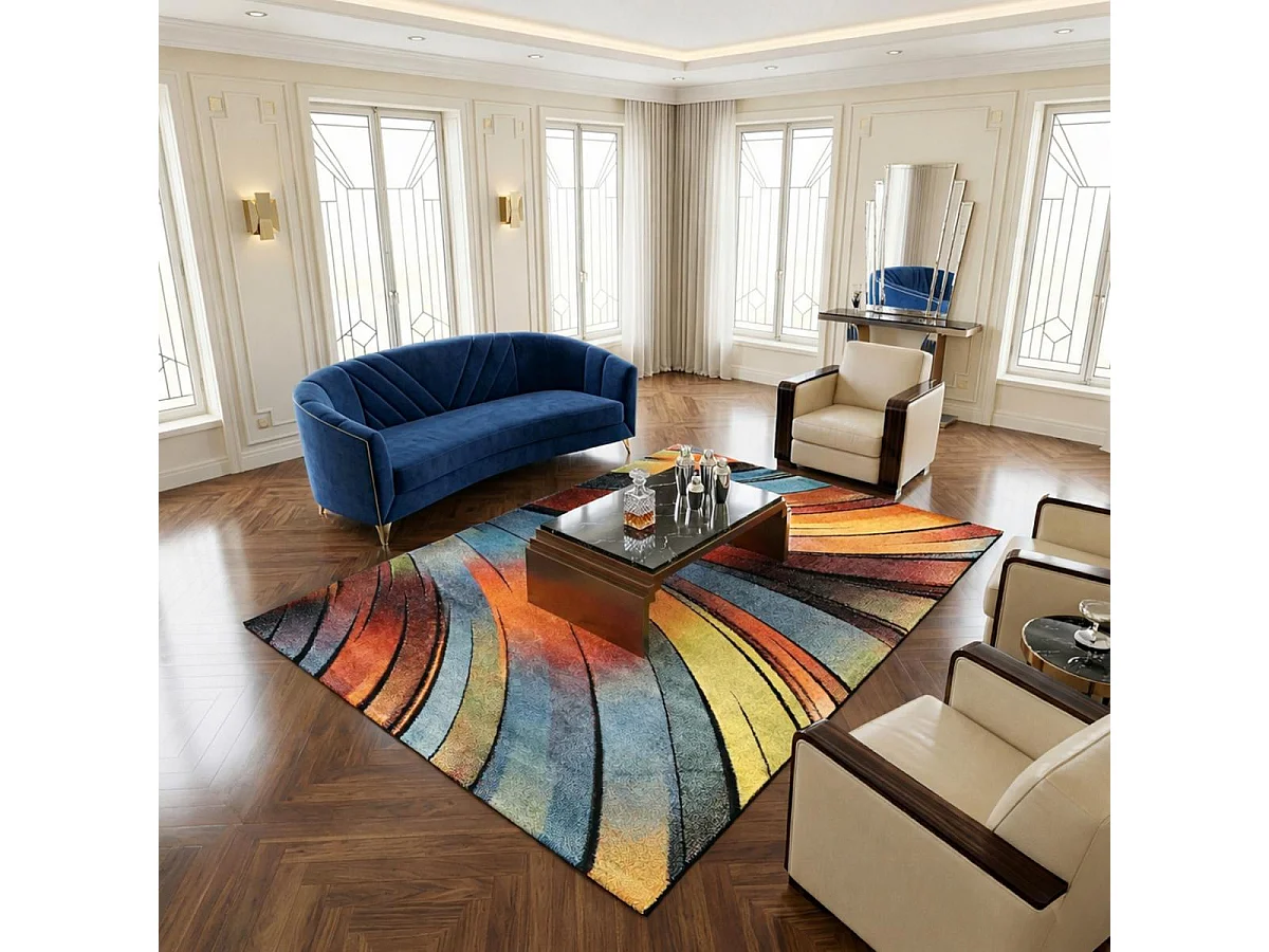 tappeto per camera da letto 100x100 tessuto motivo quadrato geometrico rosso e verde STEYRE