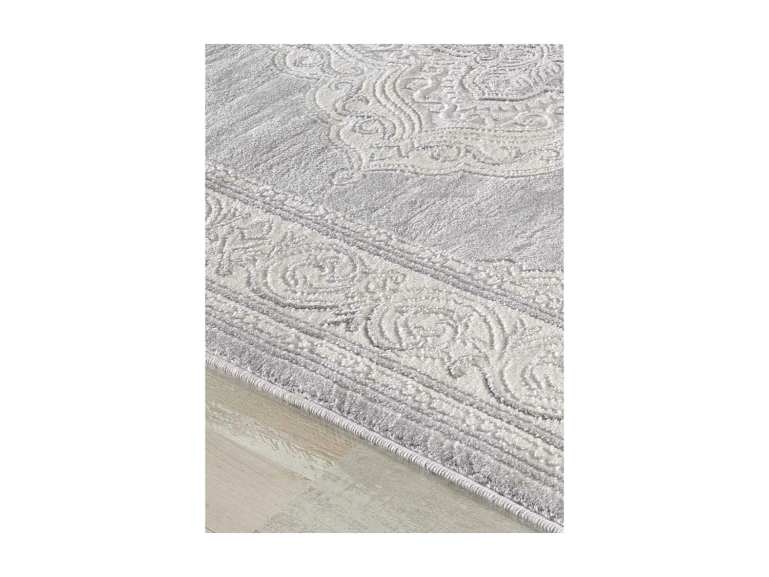 Tapis oriental 300x400 rectangle gris clair tissé motif ancestral LYN7 FALAN