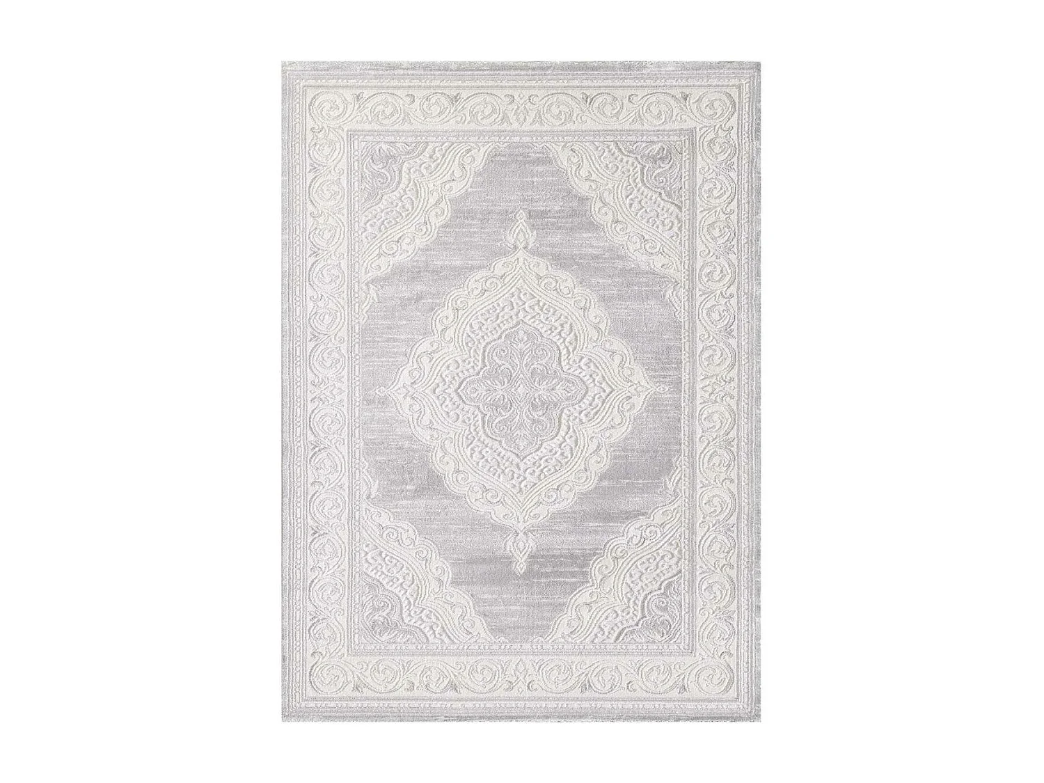 Tapis oriental 300x400 rectangle gris clair tissé motif ancestral LYN7 FALAN