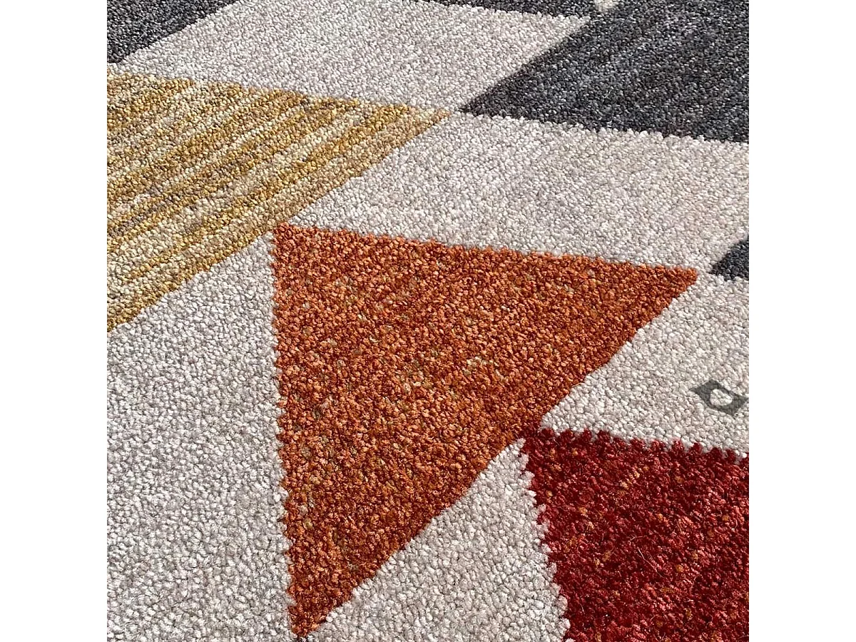 tapis salon 120x170 tissé gris et jaune rectangle motif scandinave CHEYANE