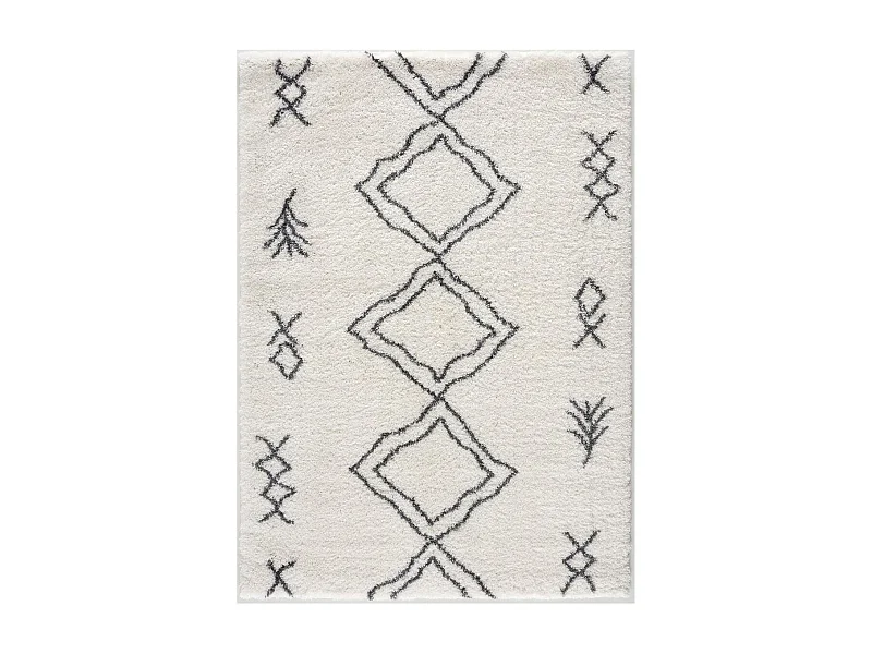 Tapis berbère 120x170 tissé motif ethnic LYN4 DOUX 3 crème