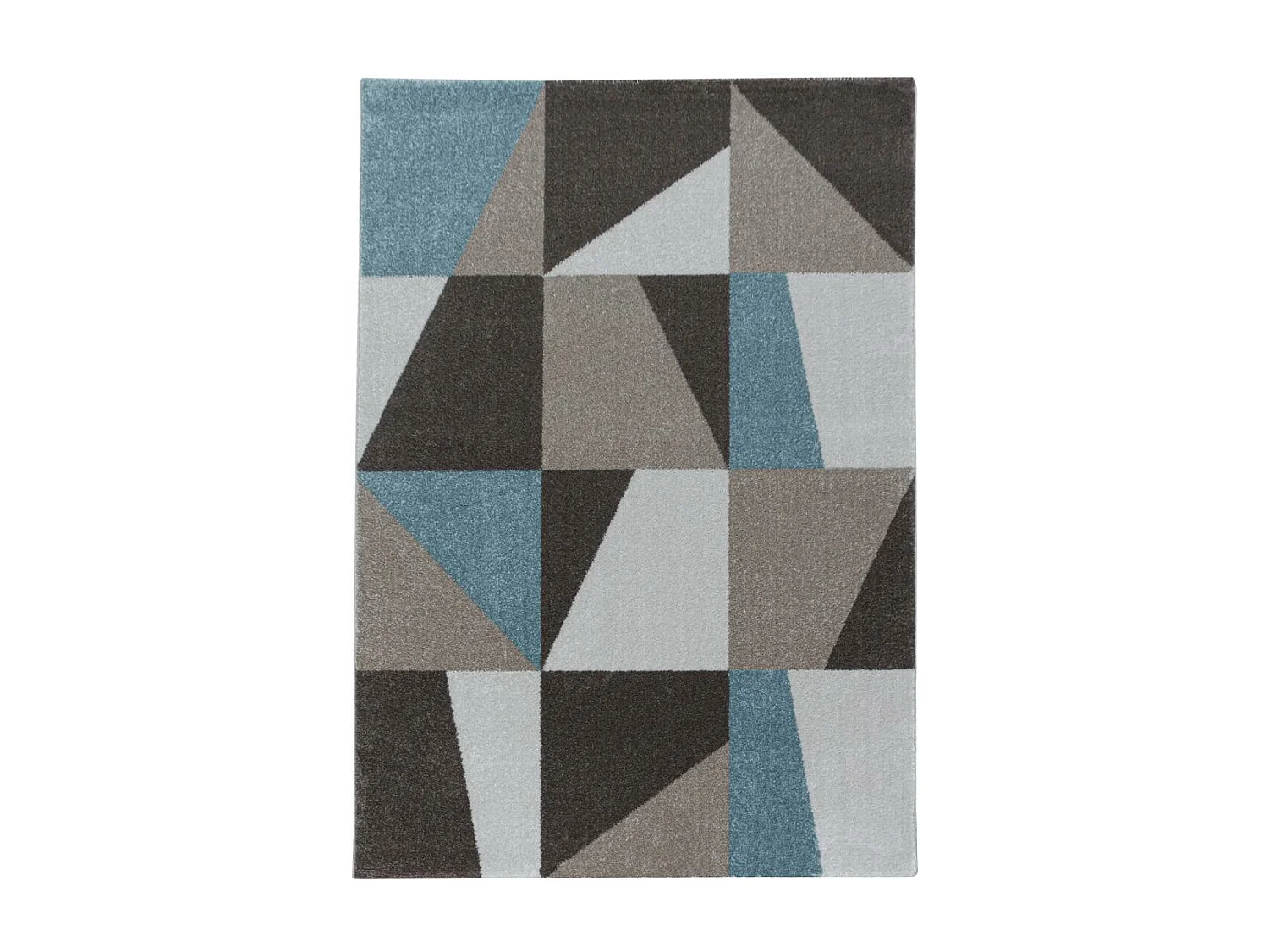 tapis cuisine 140x200 tissé bleu et marron rectangle motif géométrique ORICE