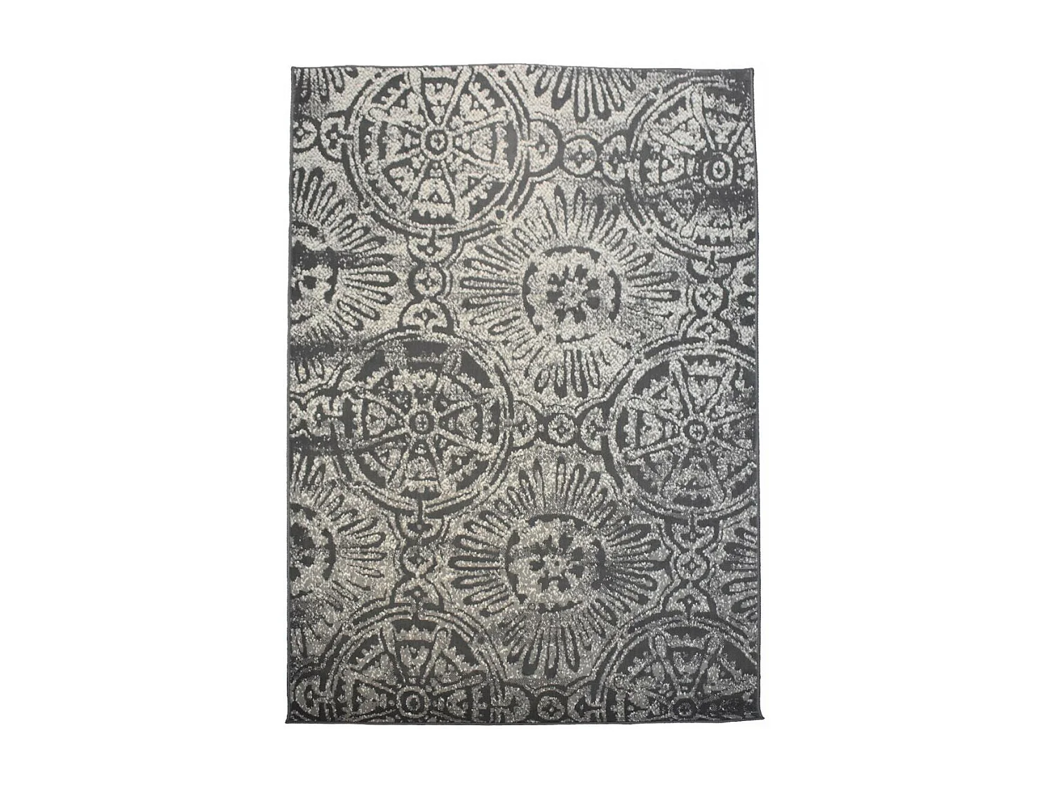 tapis chambre 120x170 tissé gris et beige rectangle motif rétro-vintage